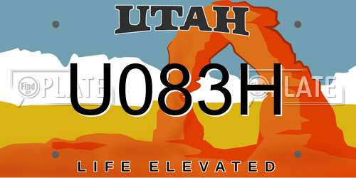 U083H Utah License Plate
