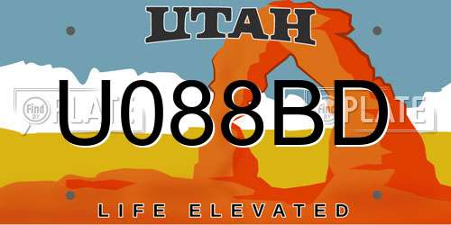 U088BD Utah License Plate