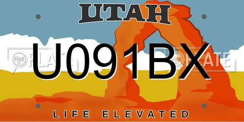 U091BX Utah License Plate