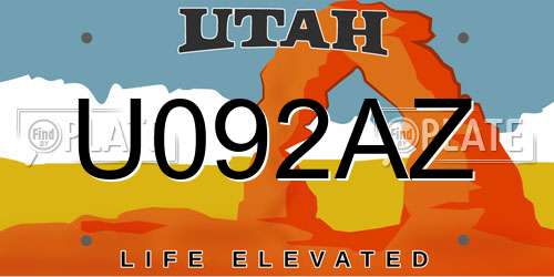 U092AZ Utah License Plate