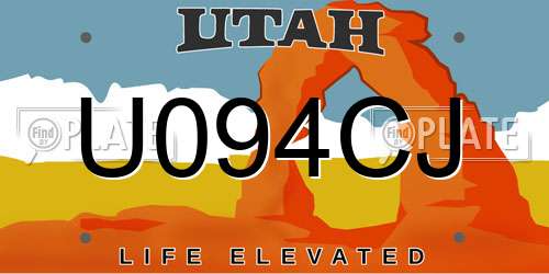 U094CJ Utah License Plate