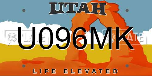 U096MK Utah License Plate