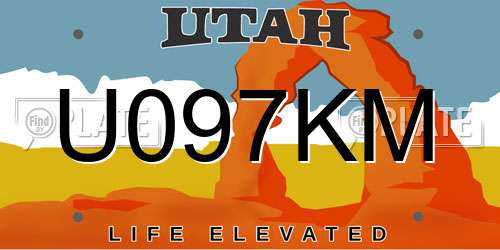 U097KM Utah License Plate