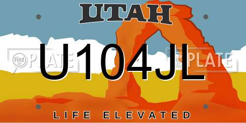U104JL Utah License Plate