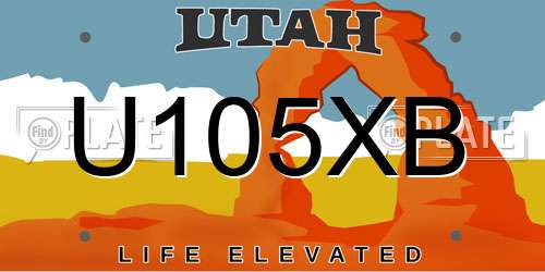 U105XB Utah License Plate