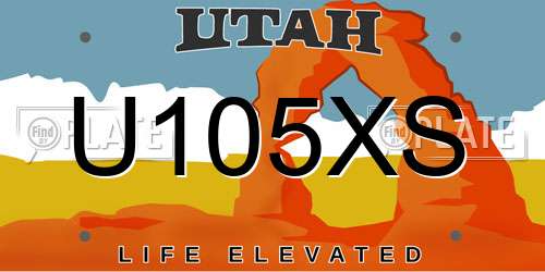U105XS Utah License Plate
