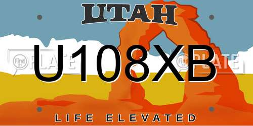 U108XB Utah License Plate