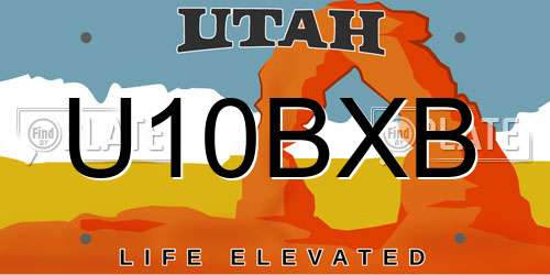 U10BXB Utah License Plate