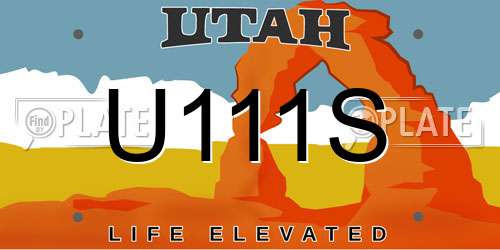 U111S Utah License Plate