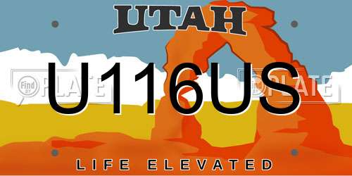 U116US Utah License Plate