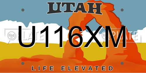 U116XM Utah License Plate