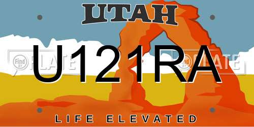 U121RA Utah License Plate