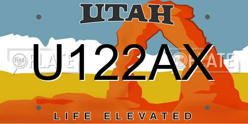 U122AX Utah License Plate