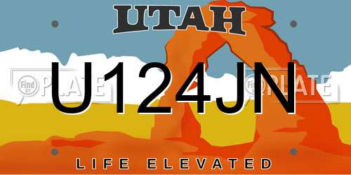 U124JN Utah License Plate