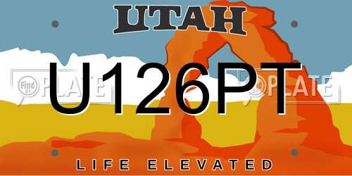U126PT Utah License Plate