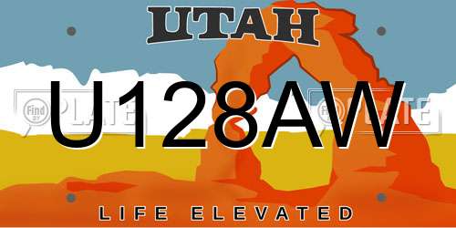 U128AW Utah License Plate