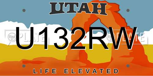 U132RW Utah License Plate