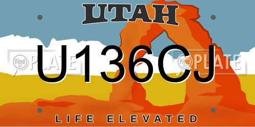 U136CJ Utah License Plate