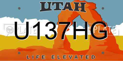 U137HG Utah License Plate