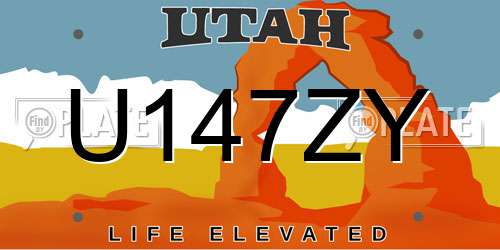 U147ZY Utah License Plate