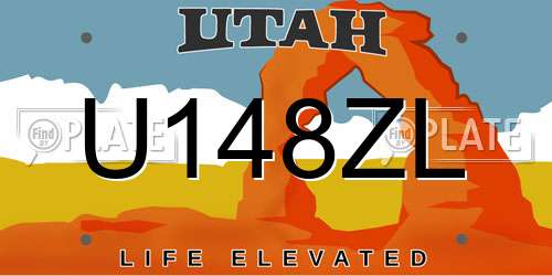 U148ZL Utah License Plate