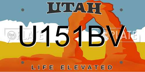 U151BV Utah License Plate