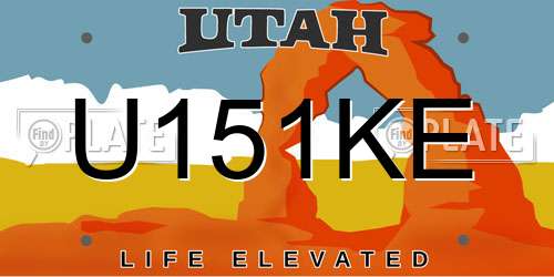 U151KE Utah License Plate