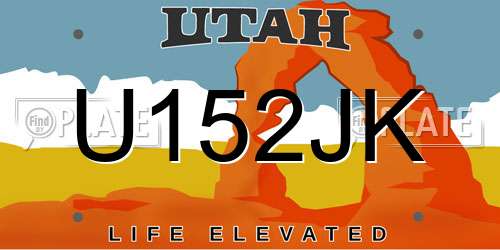 U152JK Utah License Plate
