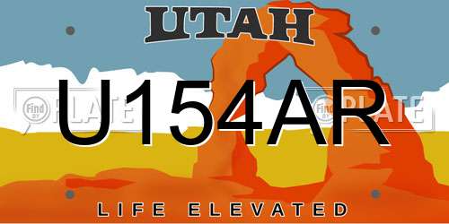 U154AR Utah License Plate