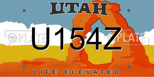 U154Z Utah License Plate