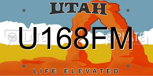 U168FM Utah License Plate