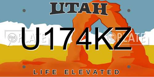 U174KZ Utah License Plate