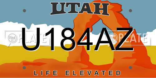 U184AZ Utah License Plate