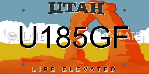 U185GF Utah License Plate