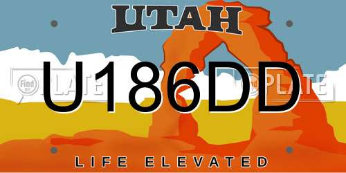 U186DD Utah License Plate