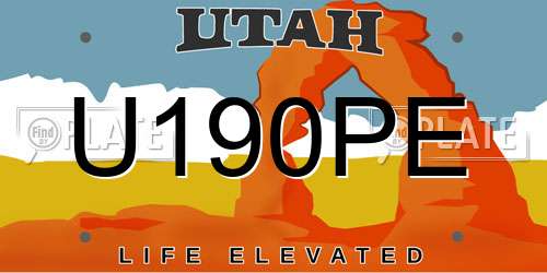U190PE Utah License Plate