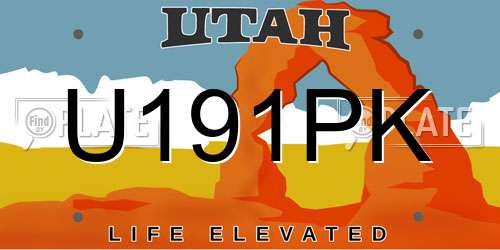 U191PK Utah License Plate