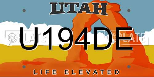 U194DE Utah License Plate