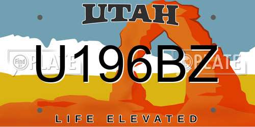 U196BZ Utah License Plate