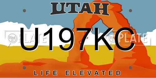 U197KC Utah License Plate