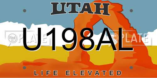 U198AL Utah License Plate