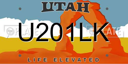 U201LK Utah License Plate