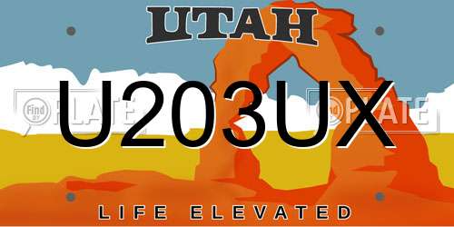 U203UX Utah License Plate