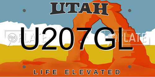 U207GL Utah License Plate