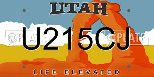 U215CJ Utah License Plate