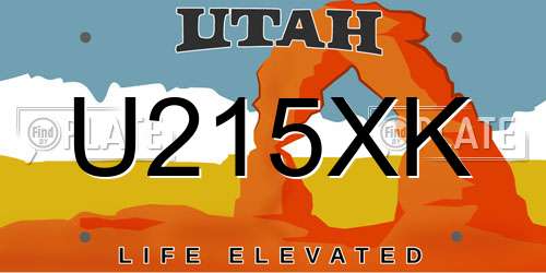 U215XK Utah License Plate