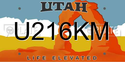 U216KM Utah License Plate