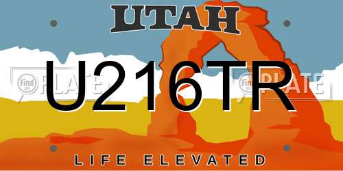 U216TR Utah License Plate