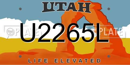 U2265L Utah License Plate