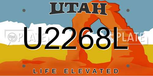 U2268L Utah License Plate